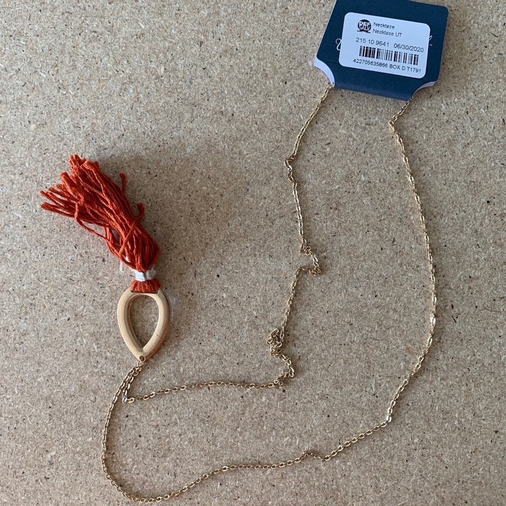 Teardrop with Woven Tassel Pendant Necklace